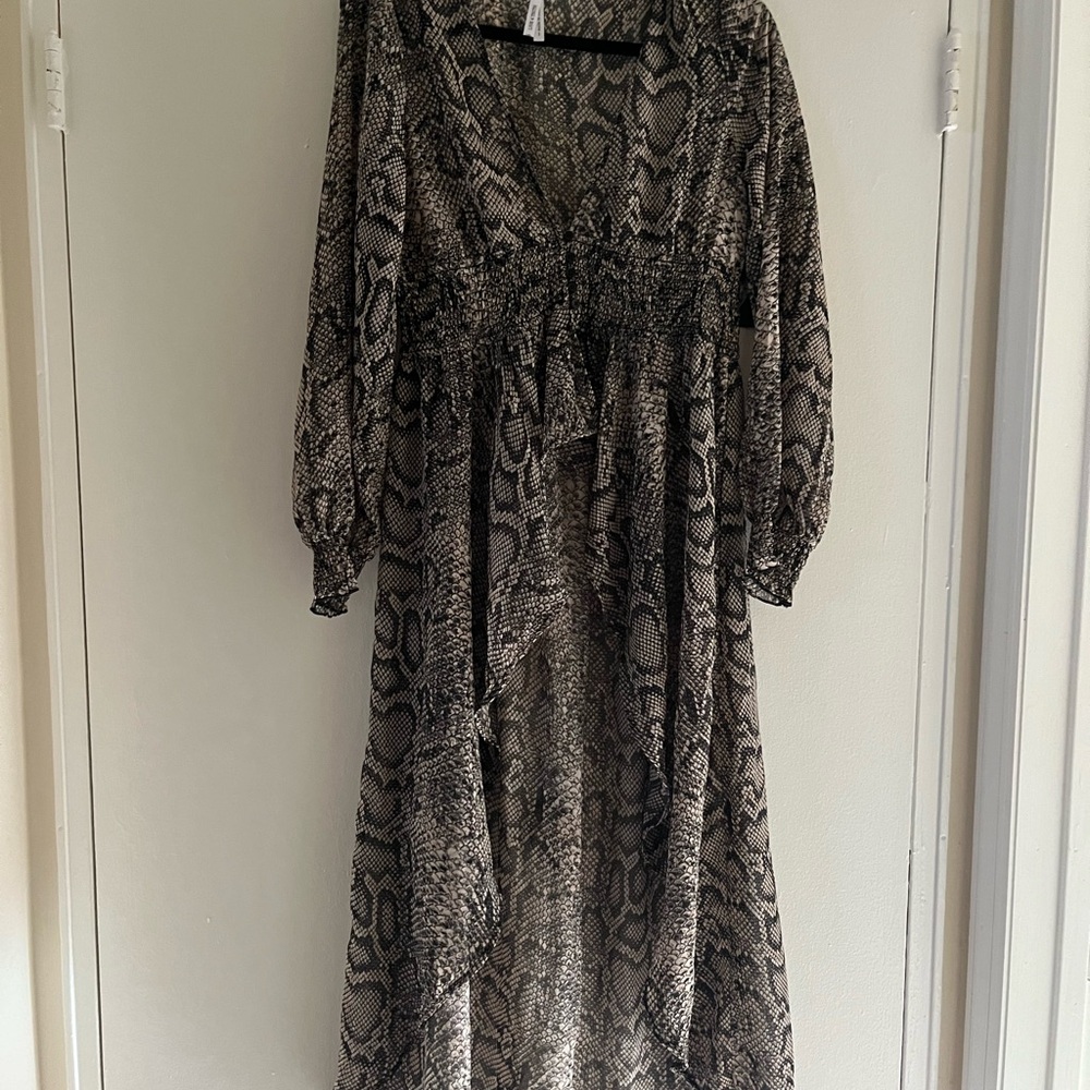 Elegant Snake Print Maxi Dress